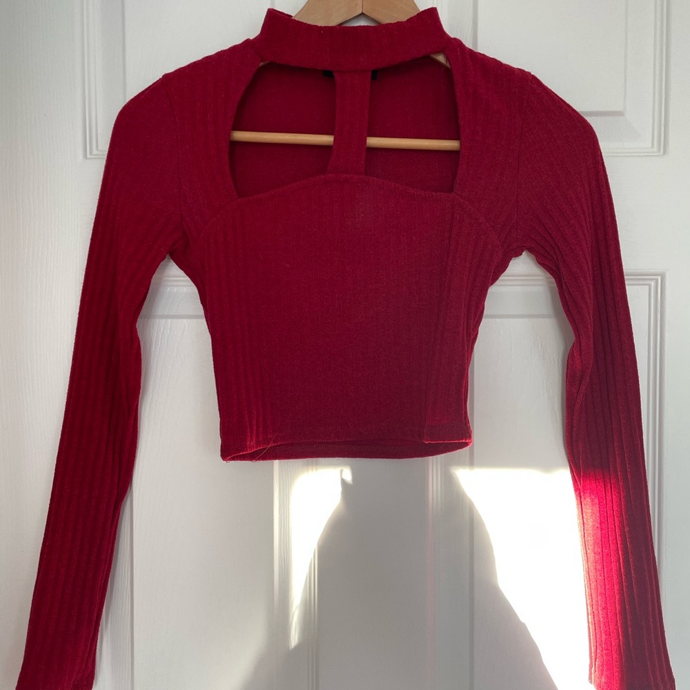 Red Cropped Fashion Nova Longsleeve